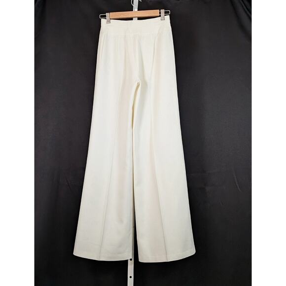 Vintage 70s Pants Bell Bottoms Cream Polyester Blend Wide Leg Misses Size 9/10 - Picture 4 of 5